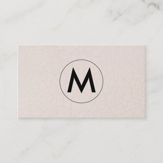 Monogram Modern Fractured Pattern Beige Business Card (Front)