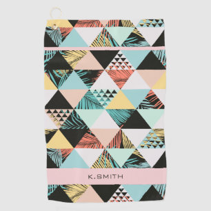 Monogram Modern Geometric and Tropical Fusion Golf Towel