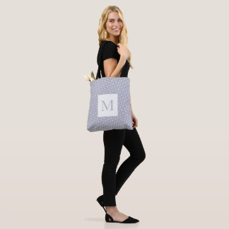 Monogram Modern Geometric Design Gray Subtle Pink Tote Bag