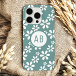 Monogram Modern Girly Floral Pattern Personalised<br><div class="desc">Monogram Modern Girly Floral Pattern Personalised iPhone 16 Pro Case features a trendy white floral pattern with your personalised monogram. Personalise by editing the text in the text box provided. Designed for you by Evco Studio www.zazzle.com/store/evcostudio</div>