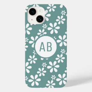Monogram Modern Girly Floral Pattern Personalised Case-Mate iPhone 14 Case