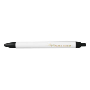 Monogram Modern Gold Script Calligraphy Custom  Black Ink Pen