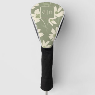 Monogram Modern Green Floral Golf Head Cover