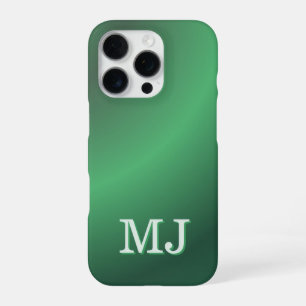 Monogram Modern Green Gradient Holiday iPhone 16 Pro Case