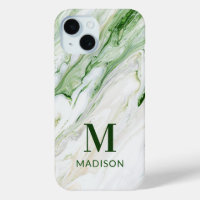 Monogram Modern Green White Stylish Personalised