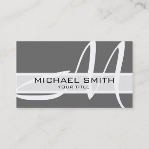 Monogram Modern Grey Background Business Card