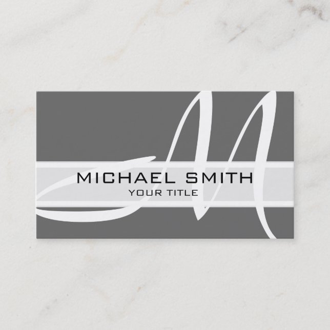 Monogram Modern Grey Background Business Card (Front)