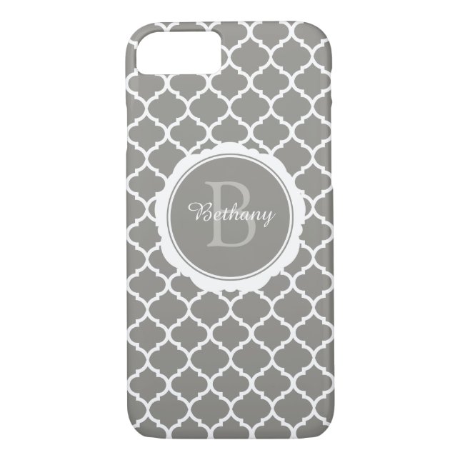 Monogram Modern Grey Geometric Case-Mate iPhone Case (Back)