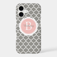 Monogram Modern Grey Pink Geometric