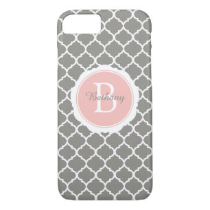 Monogram Modern Grey Pink Geometric iPhone 8/7 Case