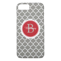 Monogram Modern Grey Red Geometric
