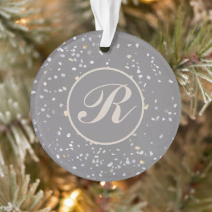Monogram Modern Grey Terrazzo Ornament