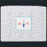 Monogram Modern Ice Cream Personalised Blue iPad Cover<br><div class="desc">Style your iPad with this modern and whimsical personalised cover featuring a custom monogram and an ice cream cone in blue,  aqua,  pink and coral.</div>