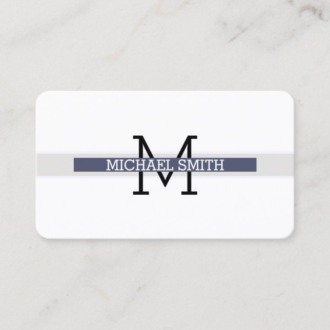Monogram Modern Independence Horizontal Line Business Card (Front)
