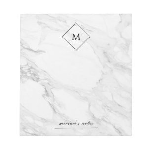 Monogram modern marble notepad