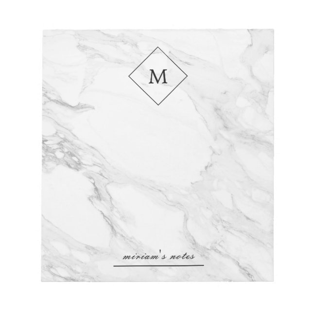 Monogram modern marble notepad (Front)