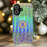 Monogram Modern Mermaid Glitter Green Blue iPhone 16 Case<br><div class="desc">Monogram Modern Mermaid Glitter Green Blue iPhone 16 Case Phone Case features a mermaid pattern in green and blue with gold glitter and personalised with your custom monogram in the centre. Perfect gift for her for Christmas, birthday, Mother's Day and more whether girlfriend, sister, mother, friends. Created by Evco Studio...</div>