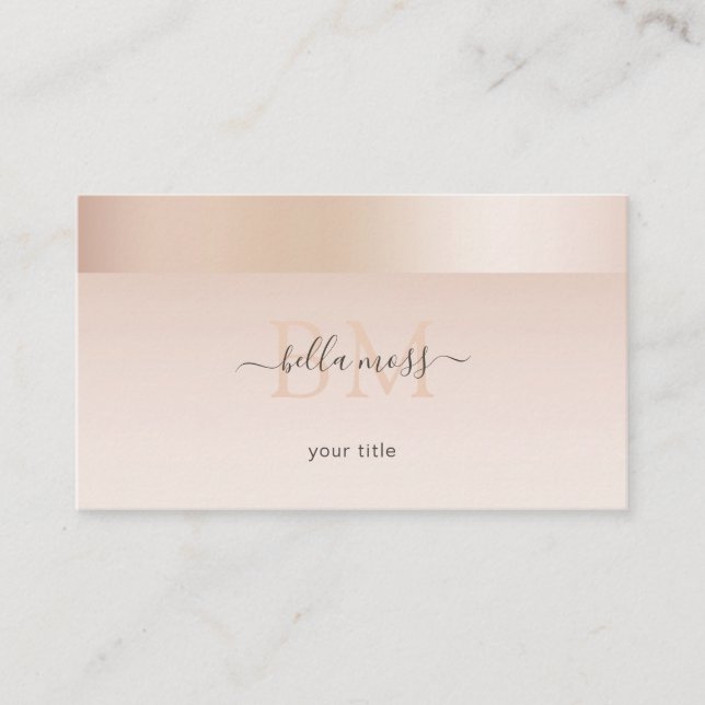 Monogram Modern Minimal beige Business Card (Front)