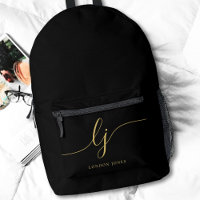 Monogram Modern Minimal Black Gold Initials