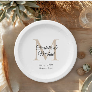 Monogram Modern Minimal Paper Plate