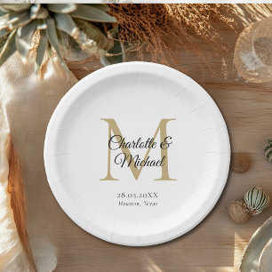 Monogram Modern Minimal Paper Plate