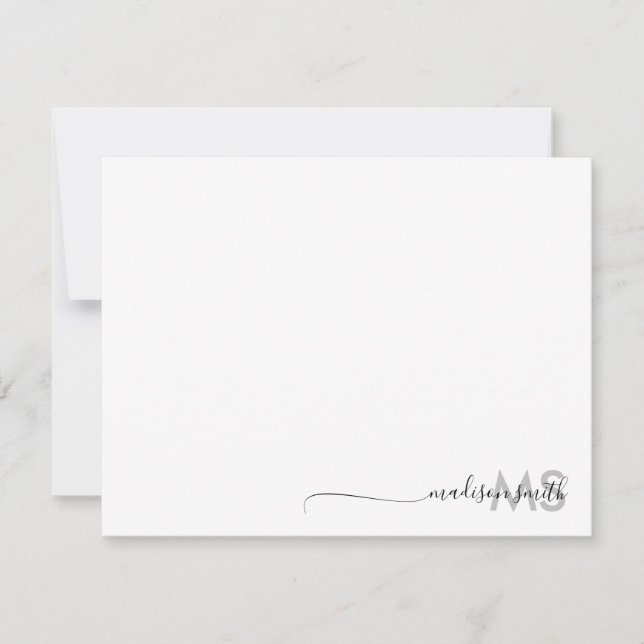 Monogram Modern Minimal Script Name Card (Front)