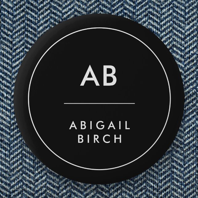 Monogram Modern Minimal Simple Black and White 6 Cm Round Badge (Creator Uploaded)