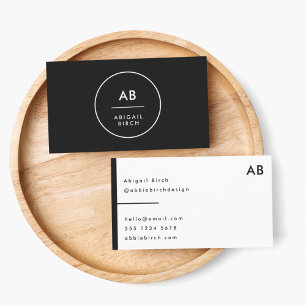 Monogram Modern Minimal Simple Black and White Business Card