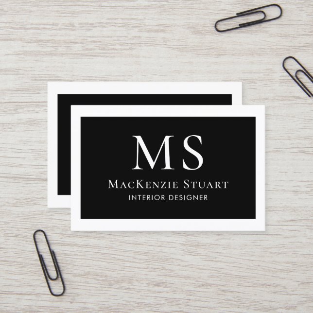Monogram Modern Minimal Simple Bold Business Card (Front/Back In Situ)