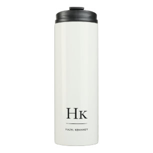 Monogram Modern Minimal Simple Classic Ivory White Thermal Tumbler