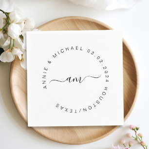 Monogram,Modern, Minimal Wedding Napkin