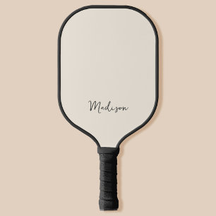 Monogram Modern Minimalist Black and Cream Pickleball Paddle