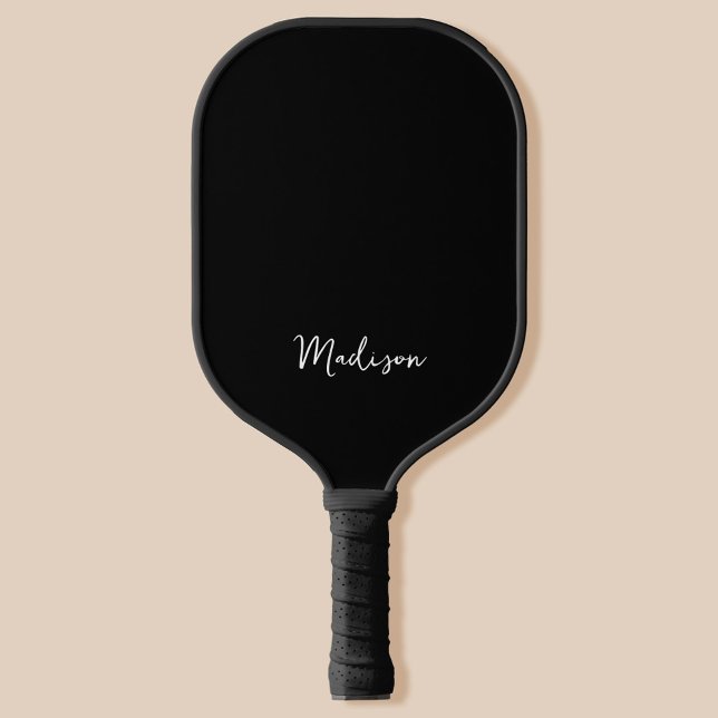 Monogram Modern Minimalist Black and White Pickleball Paddle (Creator Uploaded)