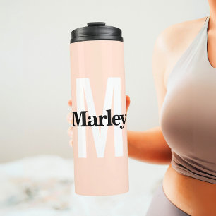 Monogram Modern Minimalist Bold Cute Initial Name Thermal Tumbler