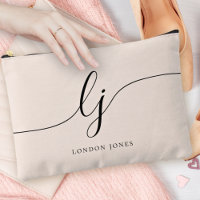 Monogram Modern Minimalist Calligraphy Blush Pink