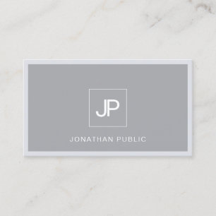 Monogram Modern Minimalist Elegant Grey Simple Business Card