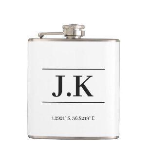 Monogram Modern Minimalist Father's Day Keepsake Hip Flask