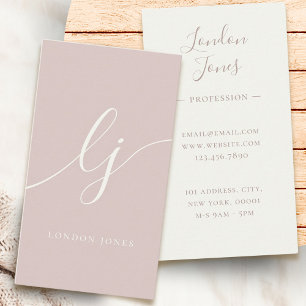 Monogram Modern Minimalist Feminine Rose Ivory Business Card