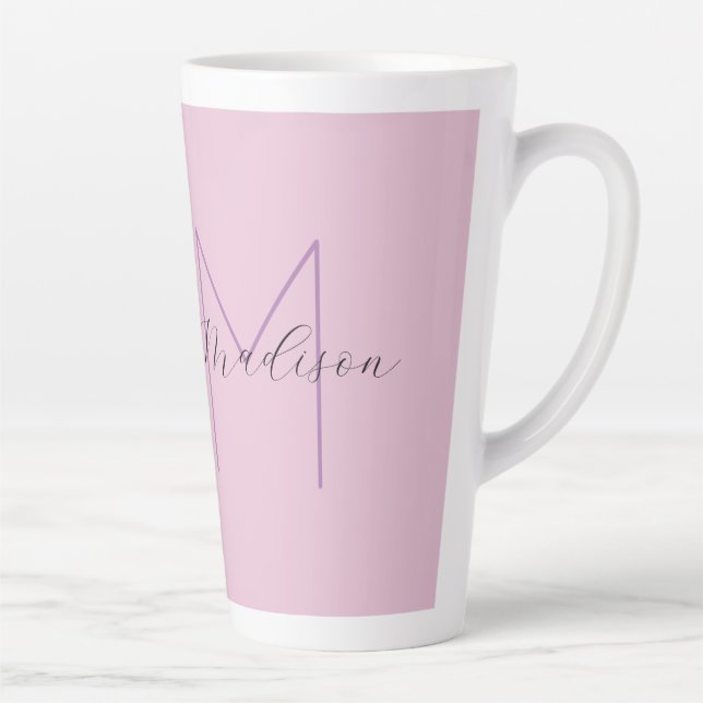 Monogram Modern Minimalist Name Initials Latte Mug (Right)