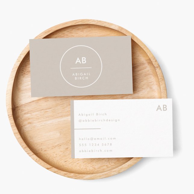 Monogram Modern Minimalist Natural Taupe Business Card (Creator Uploaded)