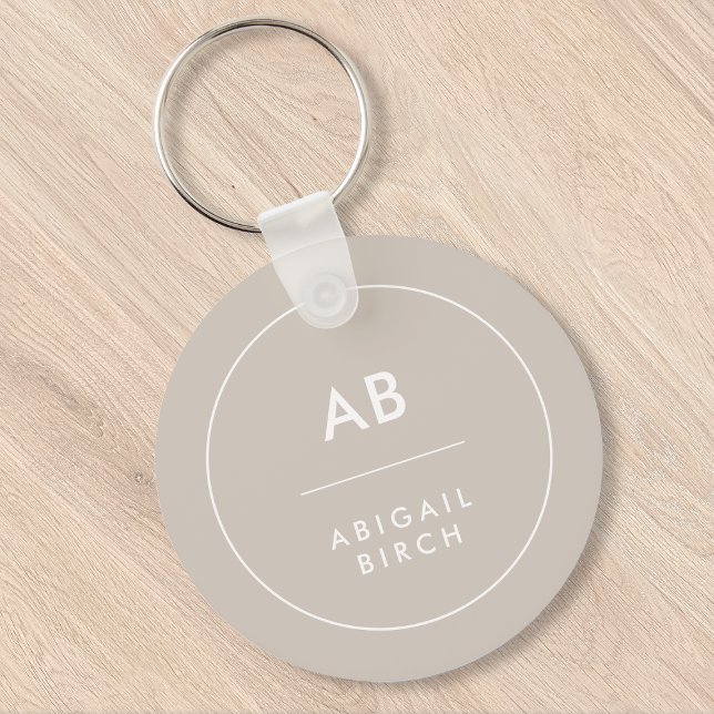 Monogram Modern Minimalist Natural Taupe Key Ring (Creator Uploaded)