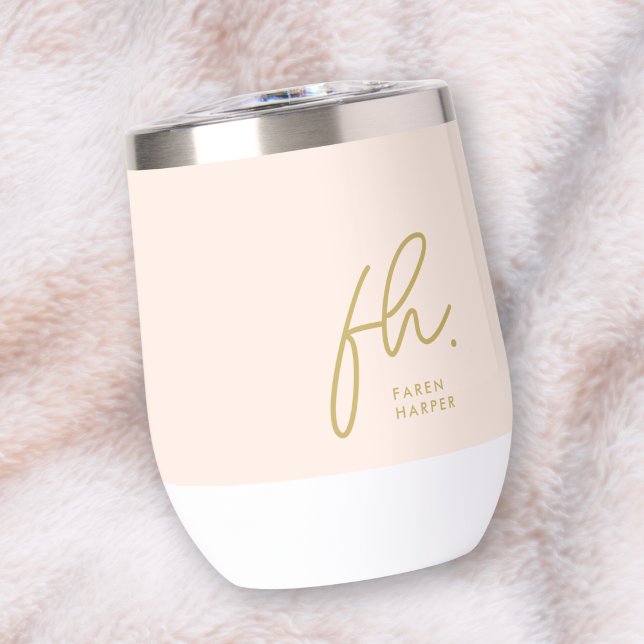 Monogram Modern Minimalist Script Blush Pink Gold (Creator Uploaded)