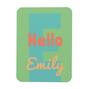 monogram modern mint coral pink peach magnet