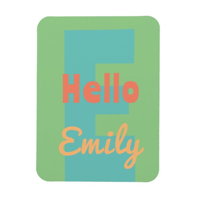 monogram modern mint coral pink peach magnet (Vertical)
