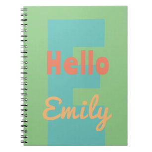 monogram modern mint coral pink peach notebook