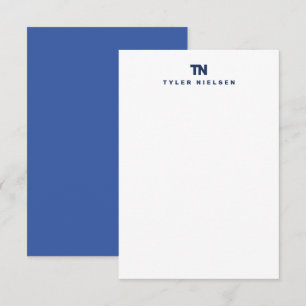 Monogram Modern Navy Blue Typography Card
