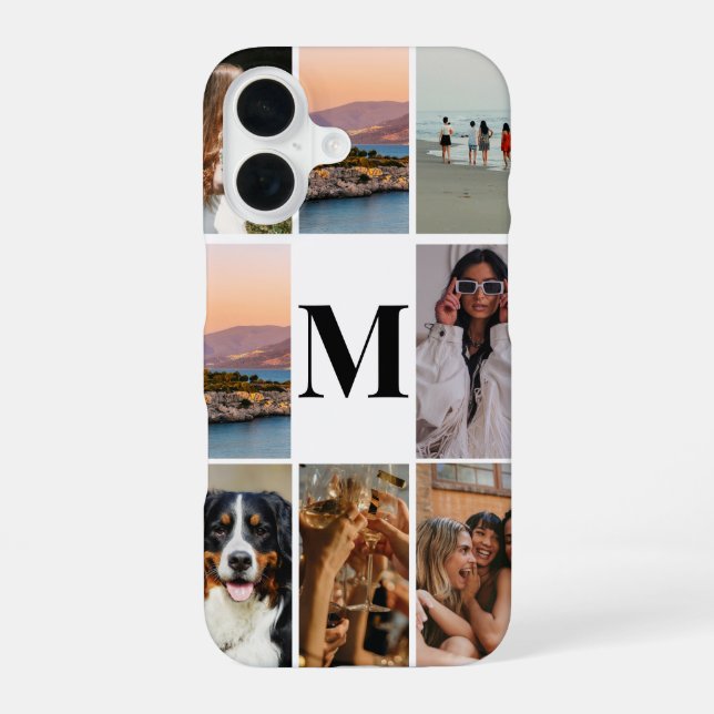 Monogram Modern Photo Collage  iPhone 16 Case (Back)