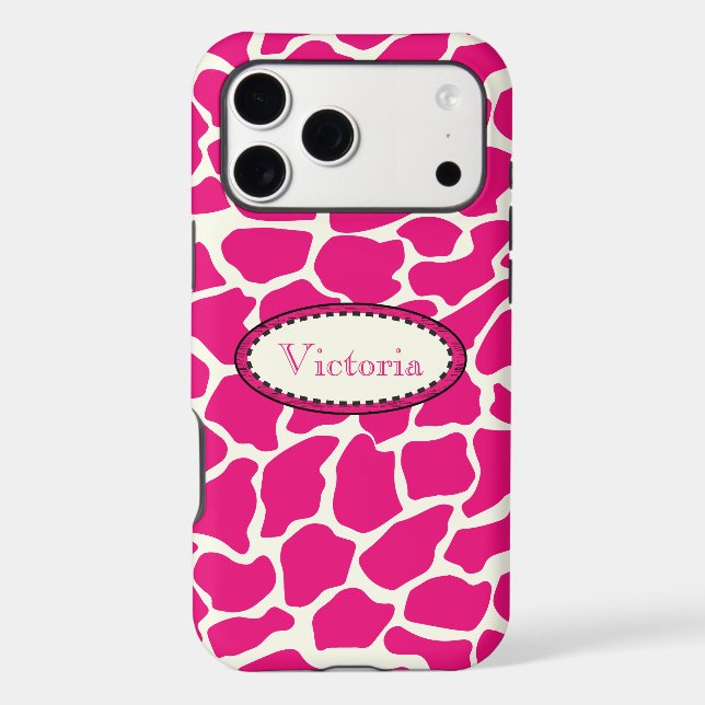 Monogram Modern Pink and Ivory Giraffe Pattern (Back)
