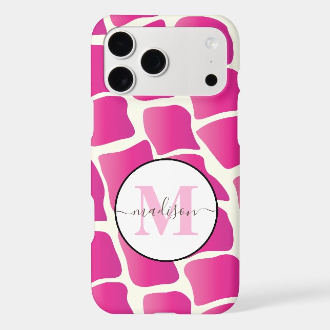 Monogram Modern Pink and Ivory Giraffe Pattern (Back)
