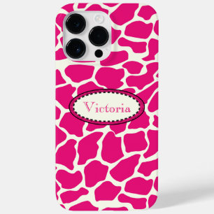 Monogram Modern Pink and Ivory Giraffe Pattern Case-Mate iPhone 14 Pro Max Case